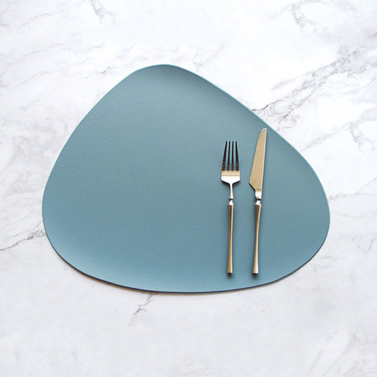4 Pcs Blue Nordic-Style PVC Leather Placemats Set of 4 - Waterproof, Heat-Resistant, and Oil-Proof Triangular Table Mats