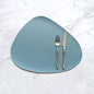 4 Pcs Blue Nordic-Style PVC Leather Placemats Set of 4 - Waterproof, Heat-Resistant, and Oil-Proof Triangular Table Mats