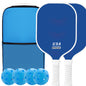 Blue Fiberglass Pickleball Paddle Set - 2 Minimalist Paddles, 4 Balls, and Carry Bag for Outdoor Play