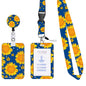 2 Pcs Yellow and Blue Sunflower Patterns Retractable Badge Reel & ID Card Holder Set with Lanyard - Durable ABS Plastic