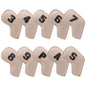 Beige Golf Iron Head Covers Set of 10 - Waterproof PU Leather Club Protectors with Embroidered Numbers (3-9, P, A, S)
