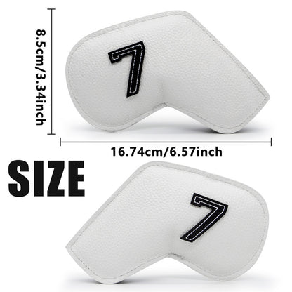 Khaki Golf Iron Head Covers Set of 10 - Waterproof PU Leather Club Protectors with Embroidered Numbers (3-9, P, A, S)