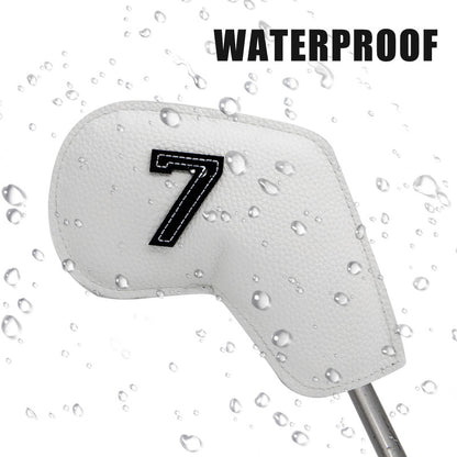 Dark Green Golf Iron Head Covers Set of 10 - Waterproof PU Leather Club Protectors with Embroidered Numbers (3-9, P, A, S)
