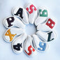 Colorful Words On White Background PU Leather Golf Iron Headcovers Set (10pcs) - Numbered Protective Club Covers (4-9, P, A, S, L) Universal Fit