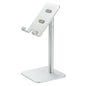 Silver Adjustable Aluminum Alloy Phone and Tablet Stand - Telescopic Desktop Holder for Live Streaming and Hands-Free Use