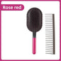 Rose Red Air Cushion Massage Paddle Brush & Wide Tooth Comb Set - Gentle Detangling for All Hair Types