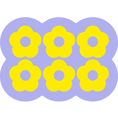Style 9 Purple And Yellow Flowers Pattern Absorbent Diatomaceous Earth Pet Feeding Mat - Non-Slip & Quick Dry Placemat (50x80cm)