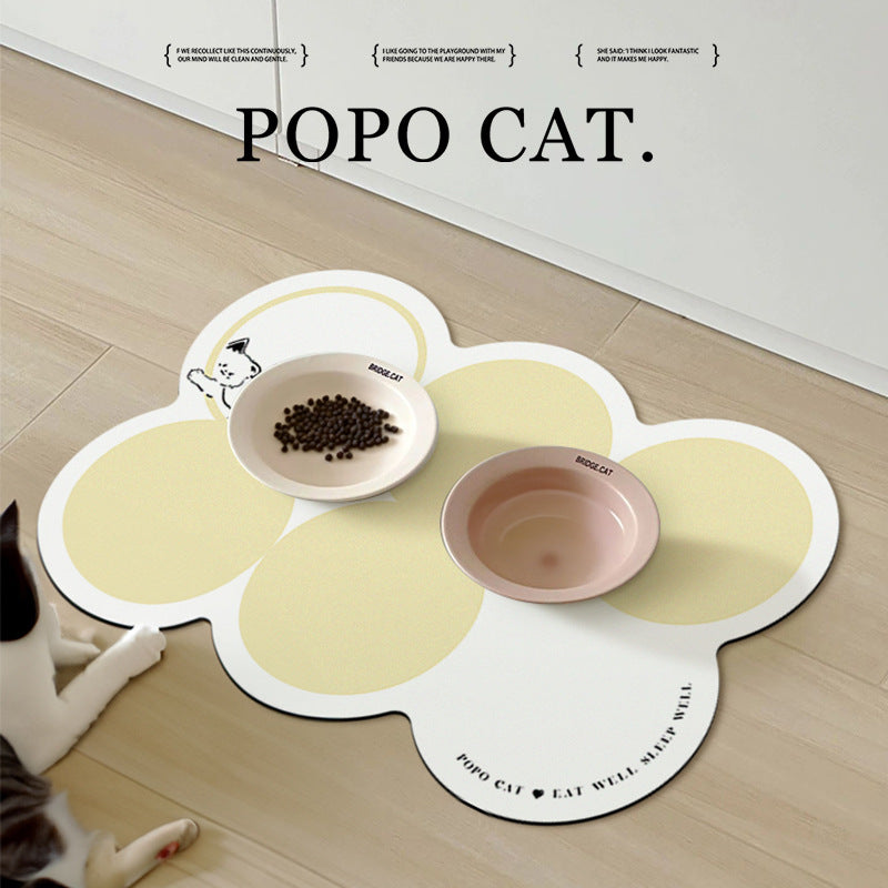 Style 10 Yellow,Black And Red Cherry Pattern Absorbent Diatomaceous Earth Pet Feeding Mat - Non-Slip & Quick Dry Placemat (50x80cm)