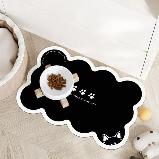 Style 12 Black Absorbent Diatomaceous Earth Pet Feeding Mat - Non-Slip & Quick Dry Placemat (50x80cm)