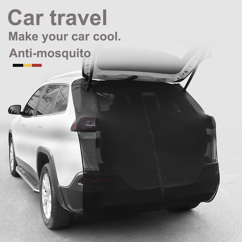 Size L Black Magnetic Car Window Sun Shade Screens & SUV Tailgate Mosquito Net Set - Breathable Bug Protection