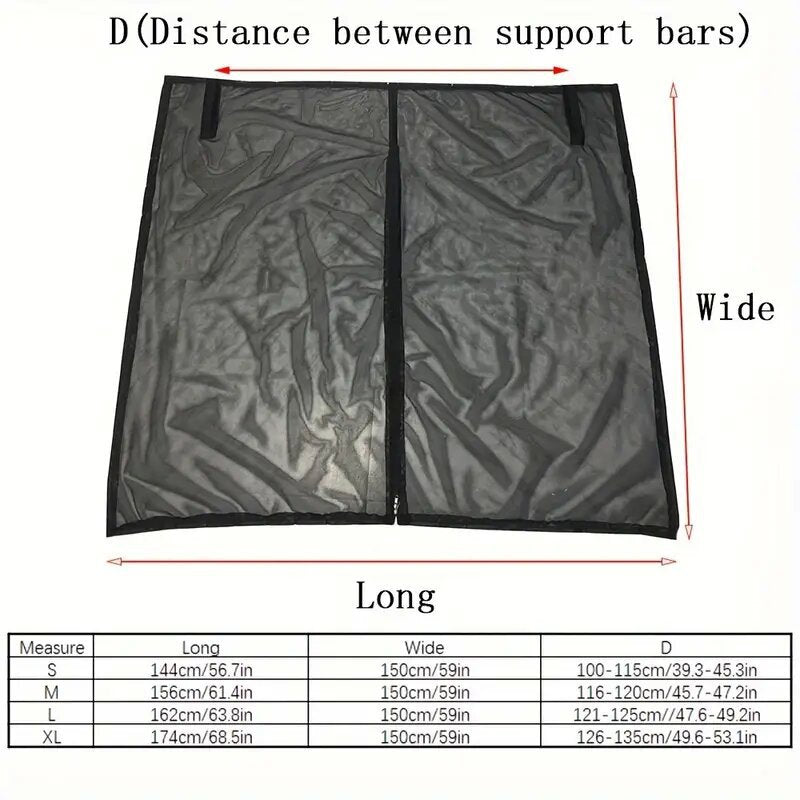 Size L Black Magnetic Car Window Sun Shade Screens & SUV Tailgate Mosquito Net Set - Breathable Bug Protection