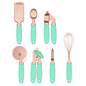 Green And Rose Gold 7-Piece Kitchen Gadget Set - Stainless Steel Utensils with Comfort Grip Handles