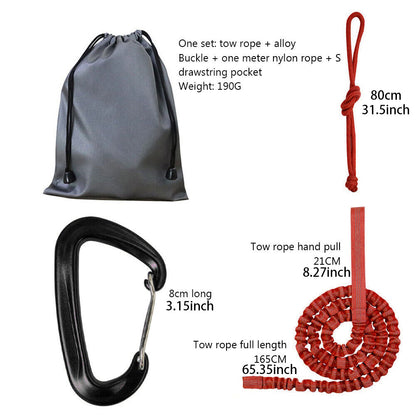 Red MTB Bicycle Tow Rope - Bungee Tow Strap for Kids & Family Cycling Uphill Assist