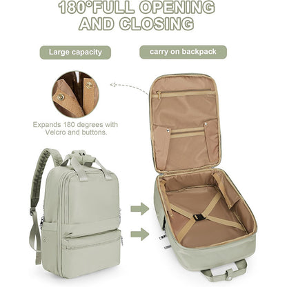Green Large Capacity Travel Laptop Backpack - Sleek Business Shoulder Bag with Padded Compartment