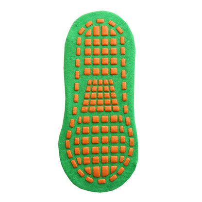 Ten Pairs Of Green Kids Non-Slip Trampoline Socks  for Playground Early Education and Yoga Unisex Anti-Skid Floor Socks for 1-5 Years