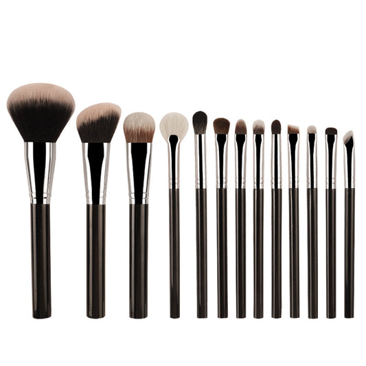 Black 13-Piece Makeup Brush Set - Professional Eyeshadow, Concealer, Powder & Blush Brushes with Soft Fiber Bristles