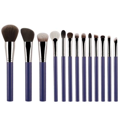 Blue 13-Piece Makeup Brush Set - Professional Eyeshadow, Concealer, Powder & Blush Brushes with Soft Fiber Bristles