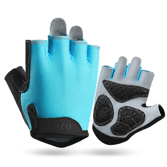 M Blue Men's Summer Cycling Gloves - Breathable Half-Finger Non-Slip Fitness Training Gloves for Weightlifting