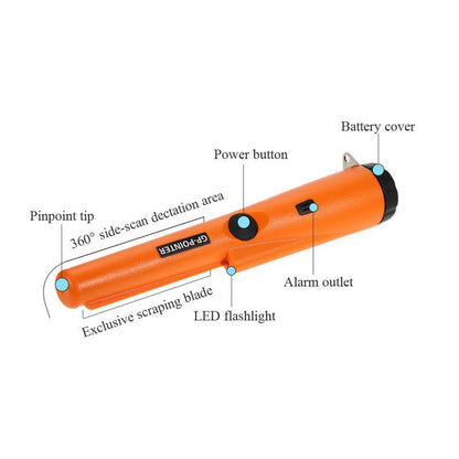 Orange High-Sensitivity Metal Detector Pinpointer - GP Pointer with Vibration and Audio Alert for Treasure Hunting