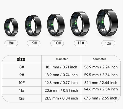 Gold Round 0.81inch Smart Ring with Heart Rate and Sleep Tracking - IP68 Waterproof Fitness Tracker with Step Counter