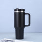 Black 40oz Stainless Steel Tumbler with Handle & Straw - Large Capacity Insulated Travel Mug