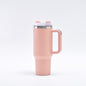 Light Pink 40oz Stainless Steel Tumbler with Handle & Straw - Large Capacity Insulated Travel Mug