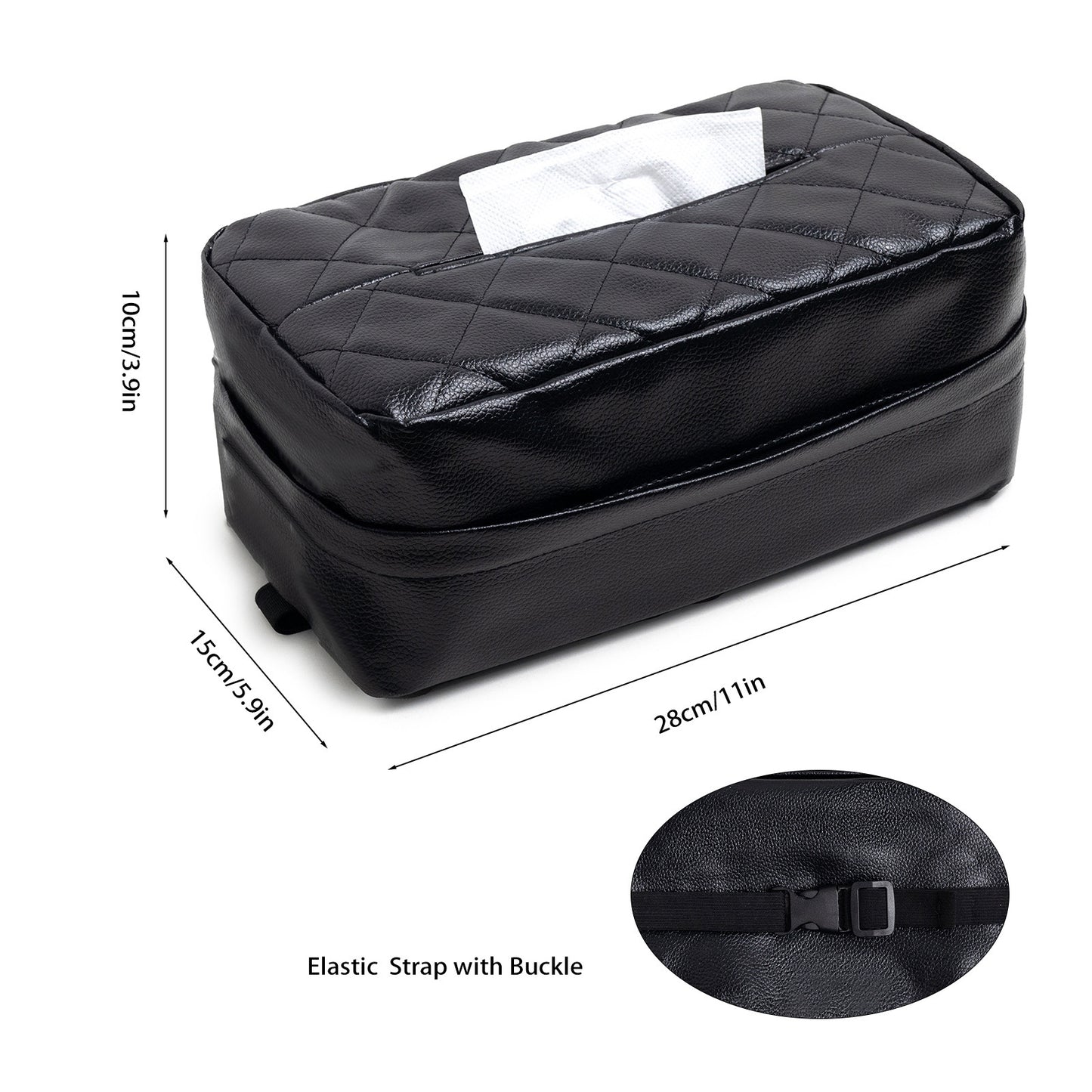 Brown 2-Pack Car Tissue Box Holder Set - Universal Sun Visor & Seat Back PU Leather Organizer