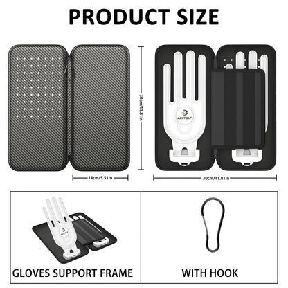 Grey Golf Glove Bag with Dual Glove Support Frame & Hook - Convenient Storage for Tees, Ball Markers and Golf Accessories