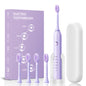 4 Brush Heads + Holder + Toothbrush Case Advanced Sonic Electric Toothbrush with 5 Modes, Smart Timer & Type-C Charging - For Adults & Kids