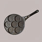 Black Cartoon + Black Handle (Gas Model) Non-Stick Pancake Pan - 7-Hole Fun Shapes Breakfast Griddle (27cm)