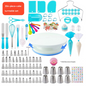 Blue Comprehensive 356-Piece Cake Decorating Kit - Turntable, Piping Tips & Baking Tools Set