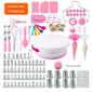 Pink Comprehensive 356-Piece Cake Decorating Kit - Turntable, Piping Tips & Baking Tools Set