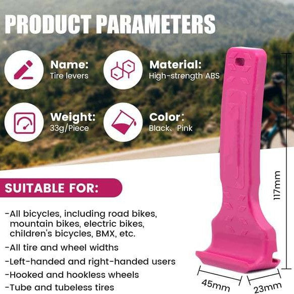 2PCS Black and Pink Durable ABS Bicycle Tire Lever - Easy Tyre Removal & Repair Tool