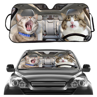 Cat Driving Car Sunshade for Windshield - UV Protection