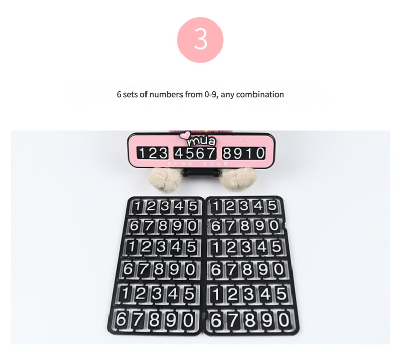 Cute Black Bow Teddy Bear Car Dashboard Decoration with Customizable Parking Number Plate and Colorful balloons - 12cm