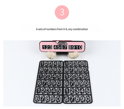 Cute Black Bow Teddy Bear Car Dashboard Decoration with Customizable Parking Number Plate and Colorful balloons - 12cm