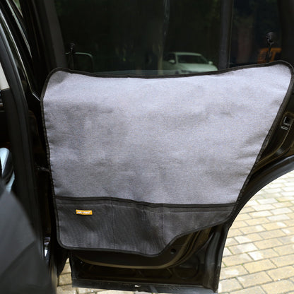 Pet Car Door Protector with Storage Pocket  - 77x64cm Grey