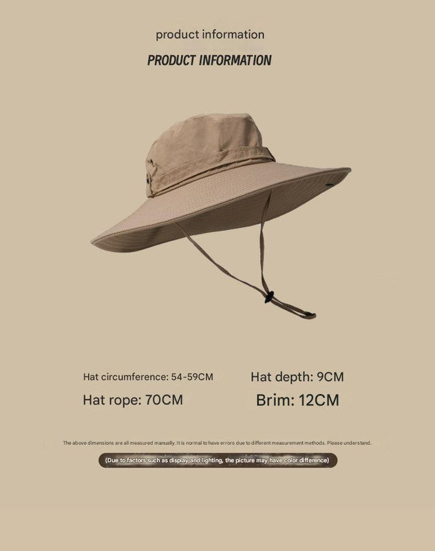 Water-Repellent Wide-Brim Bucket Hat with Adjustable Chin Strap - Sun Protection Dark Blue