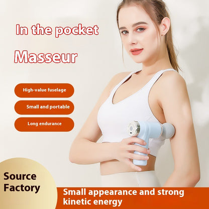 Pink Mini Portable Massage Gun - Deep Tissue 6mm Relief with 4 Massage Heads and Bass Noise Cancellation