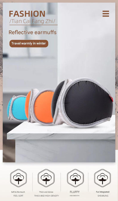 Light blue Winter Comfort Folding Earmuffs - Soft Fleece, Windproof and Waterproof