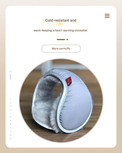 Light blue Winter Comfort Folding Earmuffs - Soft Fleece, Windproof and Waterproof