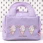 Purple Cute Cartoon Lunch Bag - Large Capacity Insulated Handbag for Students and Office Use