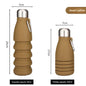 Desert yellow Collapsible Silicone Water Bottle - Portable Sports Hydration Flask with Carabiner, 550ml/300ml