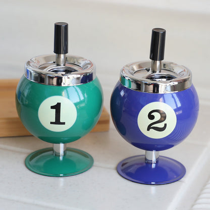 Billiard Ball Ashtray,Metal Covered Ash Holder with Anti-Fly Ash Design, Office Desk Decor(Yellow No. 9)