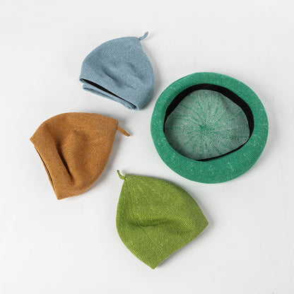 Black Linen Knit Beret - Classic Soft and Stylish Headwear