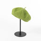 Olive green Linen Knit Beret - Classic Soft and Stylish Headwear