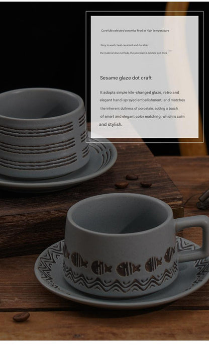 Vintage Ceramic Coffee Cup and Saucer Set - Elegant Afternoon Tea Set(Tea Embroidery)