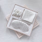 Luxury Satin Sleep Mask Gift Set,4-Piece with Pillowcase and Hair Accessories(White)