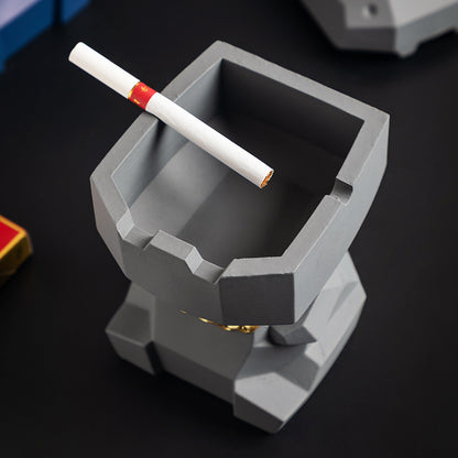 Hippo Ashtray with Lid - Stylish Geometric Decor for Home and Office(Blue)