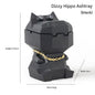 Hippo Ashtray with Lid - Stylish Geometric Decor for Home and Office(Black)